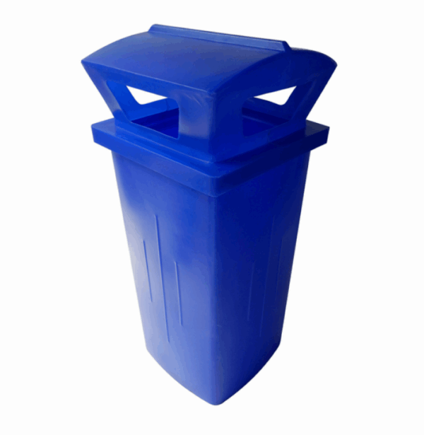 Blue Pavement Litter Bin With Lid