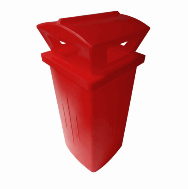 Red Pavement Litter Bin With Lid